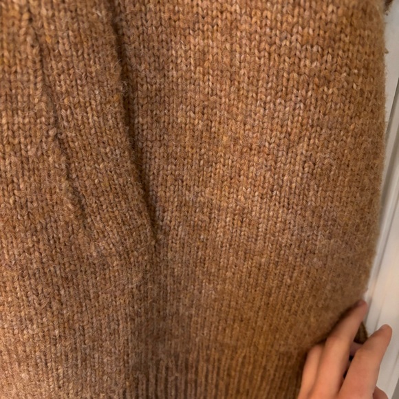 J. Crew Relaxed Turtleneck Poncho M/L Oversized Camel Sweater Alpaca Merino Wool - Picture 14 of 15